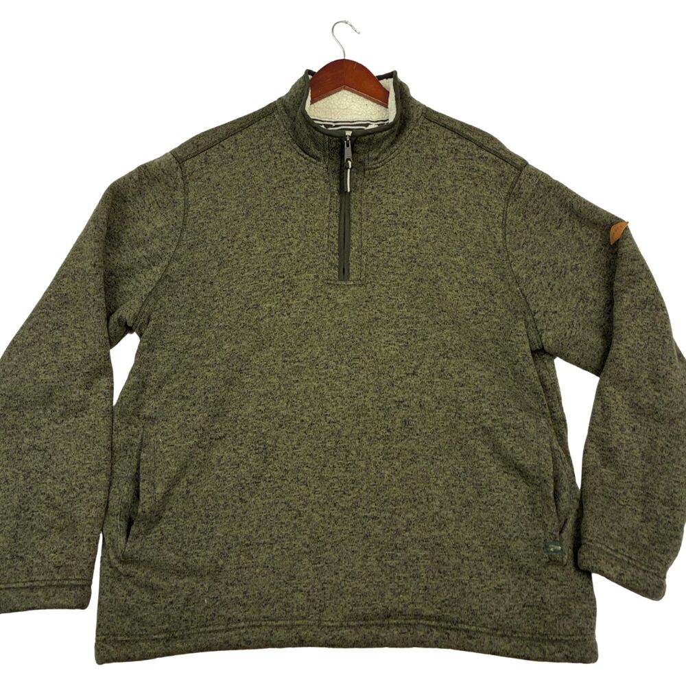 Orvis Classic Collection Mens XL Green Sherpa Lined 1/4 Zip Fleece Sweater